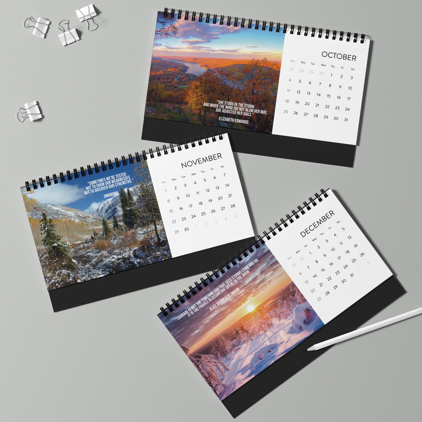 2026 Desktop Calendar Inspirational Quotes Nature Photography
