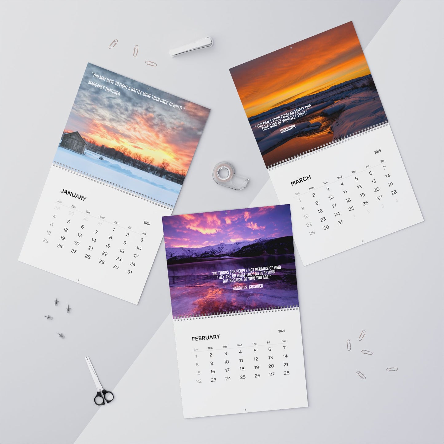 Inspirational Nature Wall Calendar 2026 — Scenic Quotes Monthly Calendar