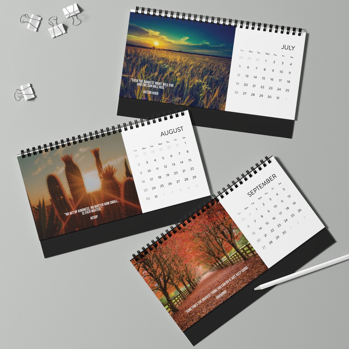 2026 Desktop Calendar Inspirational Quotes Nature Photography