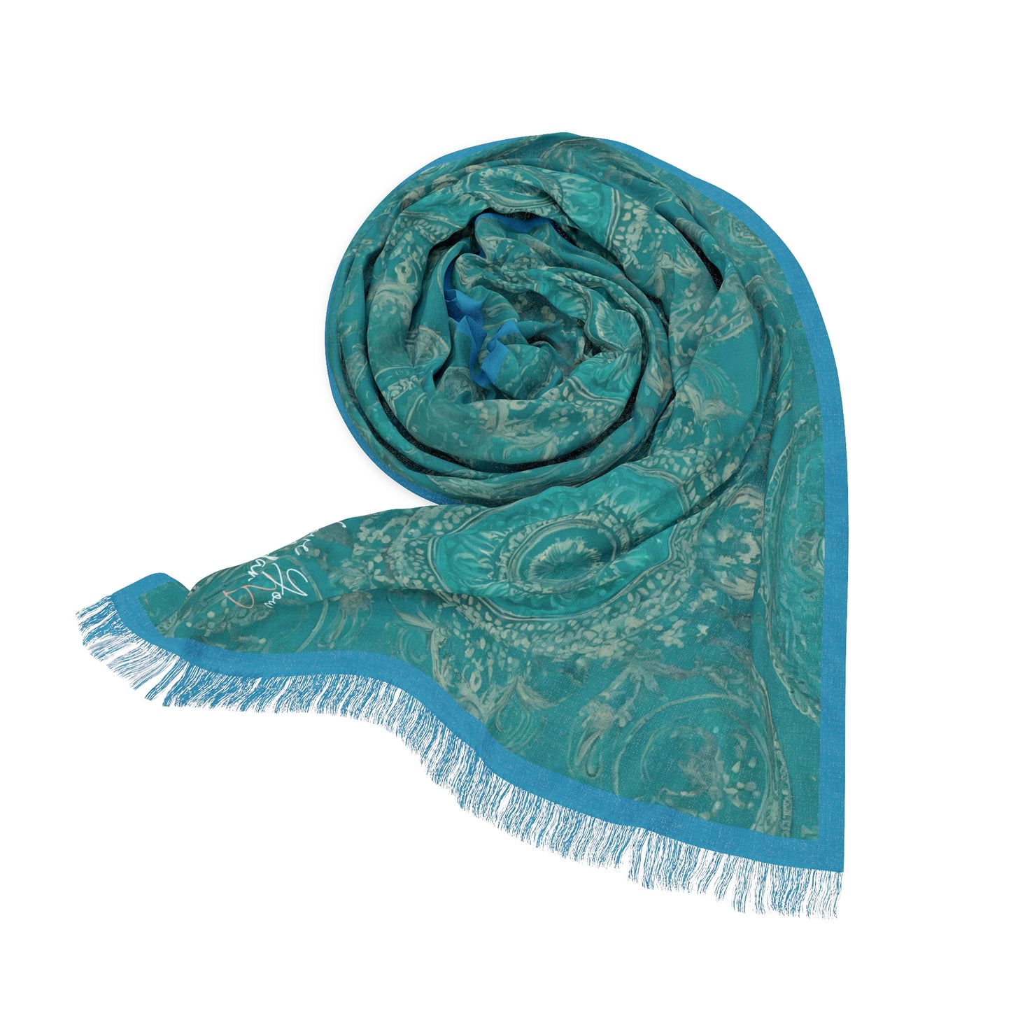 Teal Scarf and Wrap Boho Medallion Abstract Design for Healing and Rejuvenation