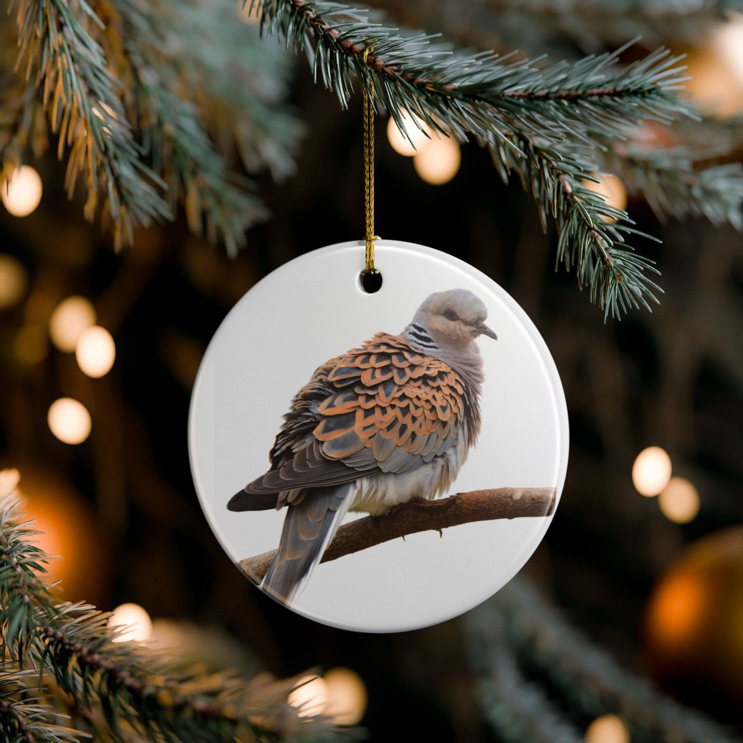 Turtle Dove Ceramic Ornament Wildlife Bird Holiday Decoration (2-Side Print)