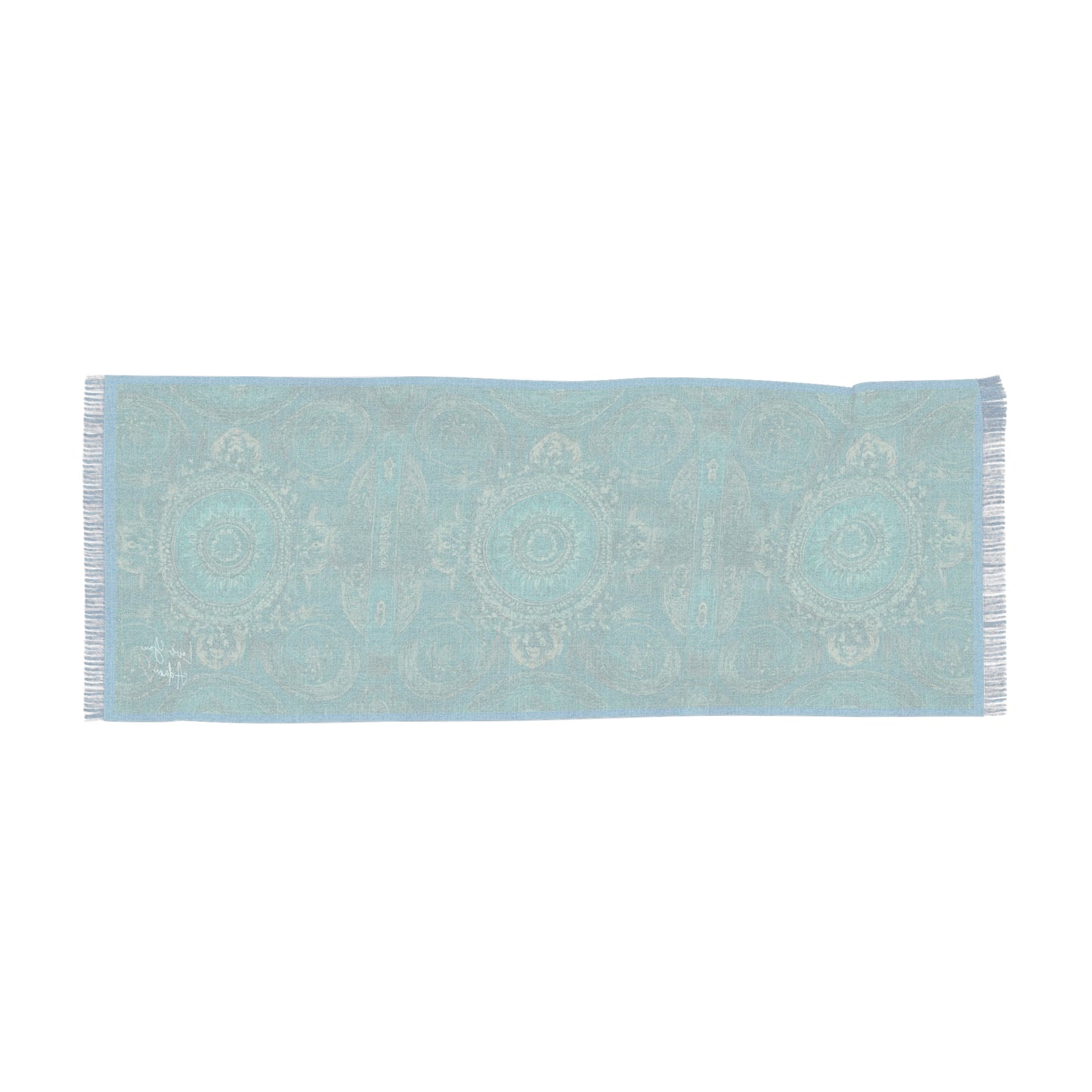 Teal Scarf and Wrap Boho Medallion Abstract Design for Healing and Rejuvenation