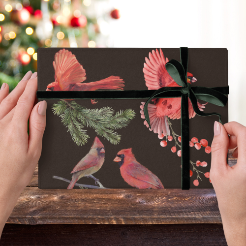 Wrapping Paper Hope and Love 30x180 Inch Holiday Christmas Elegant Cardinal Design
