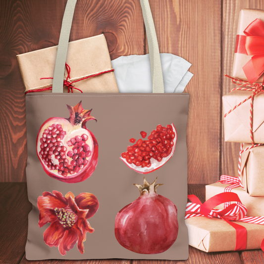 Christmas Pomegranate Gift Bag and Tote Bag