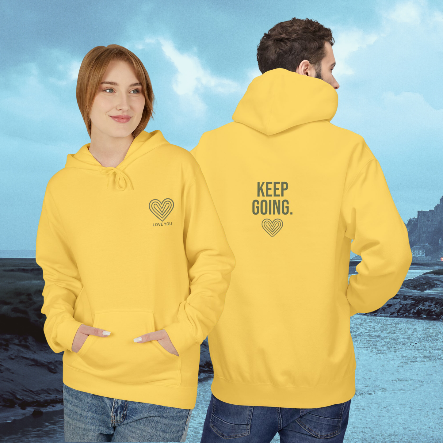 Inspirational Unisex Fleece Hoodie "Keep Going"