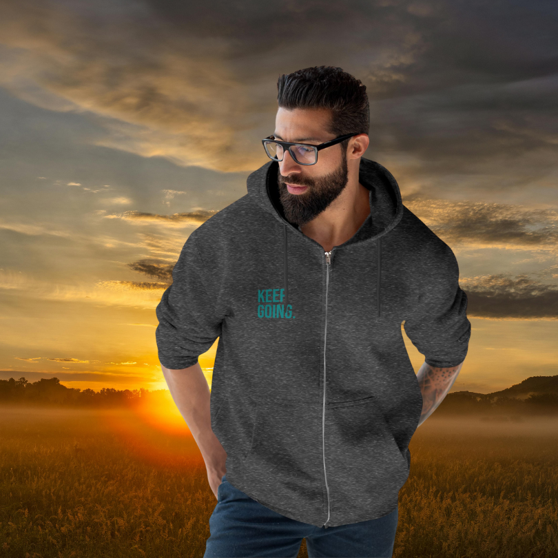 Keep Going Unisex Zip Hoodie for Inspiration, Strength and Hope