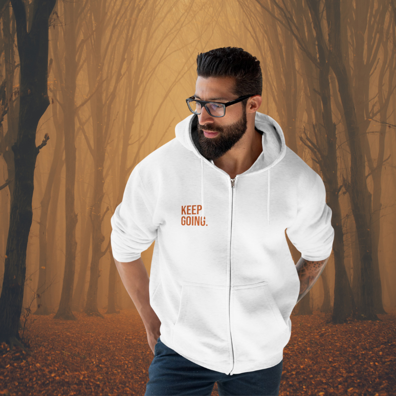 Keep Going Unisex Zip Hoodie for Inspiration, Strength and Hope