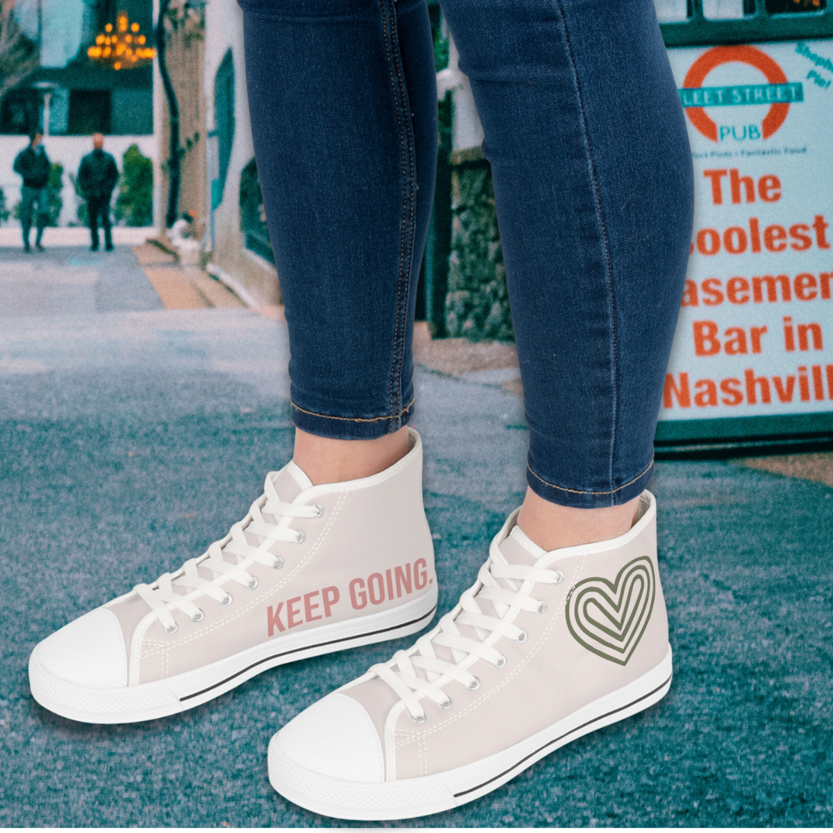 Keep Going Women's High Top Sneakers — Comfort Canvas Shoes Supporting Suicide Prevention