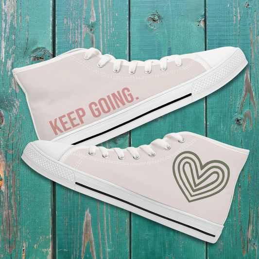 Keep Going Women's High Top Sneakers — Comfort Canvas Shoes Supporting Suicide Prevention