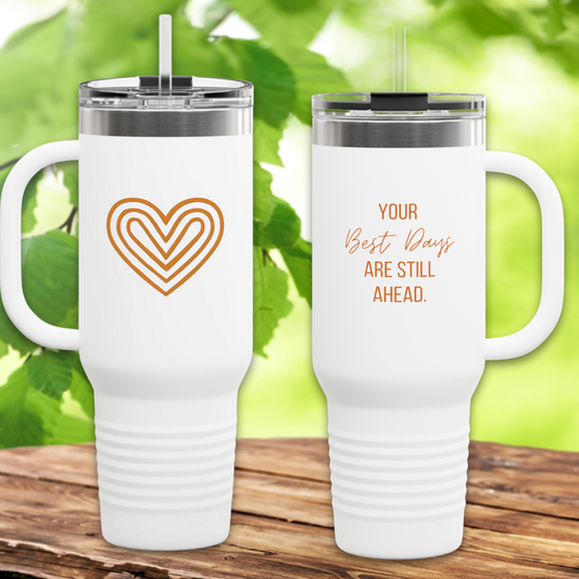 40oz Insulated Travel Mug with Inspirational Sayings (Gifts for Mom, Sister, Friends, Students, Teachers, Travelers) - Leakproof Stainless Steel