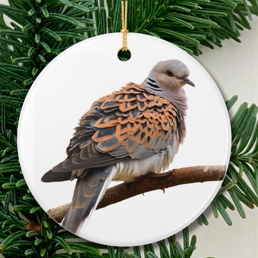 Turtle Dove Ceramic Ornament Wildlife Bird Holiday Decoration (2-Side Print)