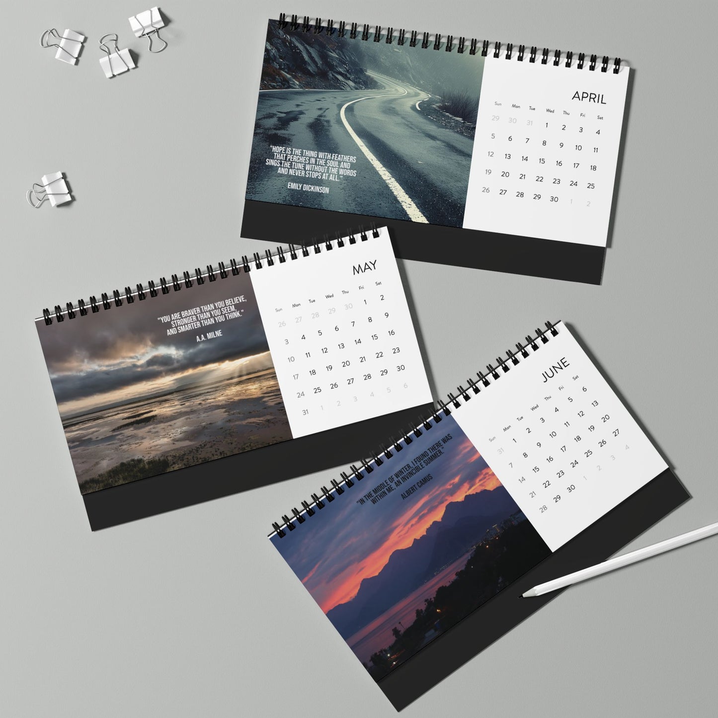 2026 Desktop Calendar Inspirational Quotes Nature Photography