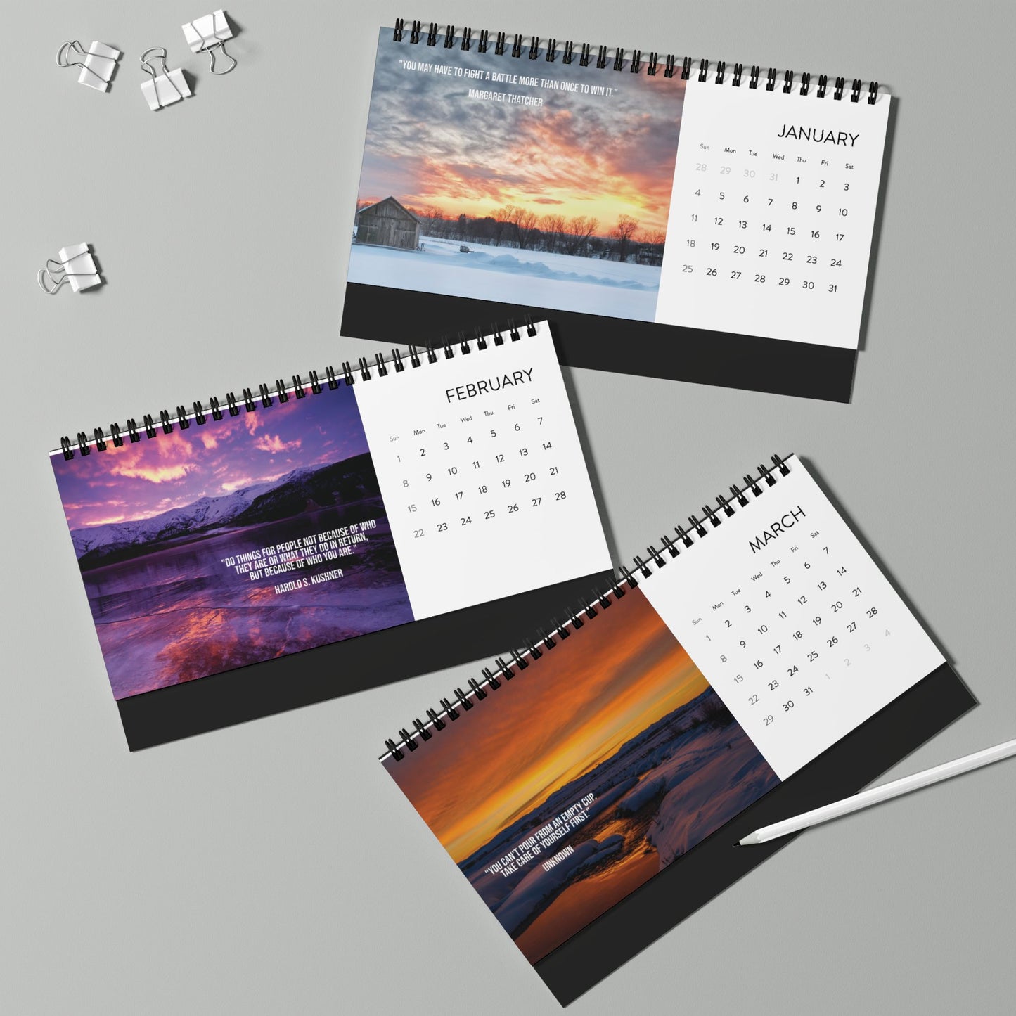2026 Desktop Calendar Inspirational Quotes Nature Photography