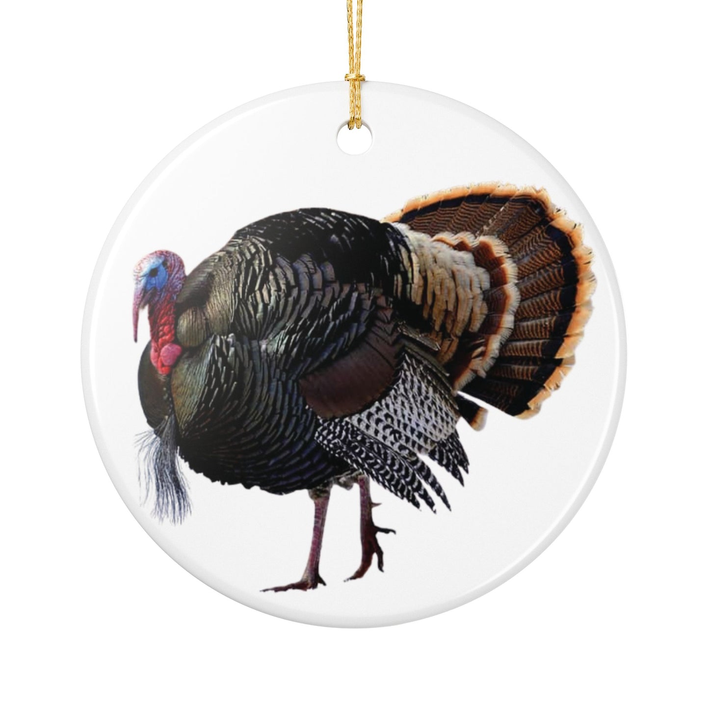 Wild Turkey Ceramic Christmas Ornament Thanksgiving Holiday Décor (2-Side Print)