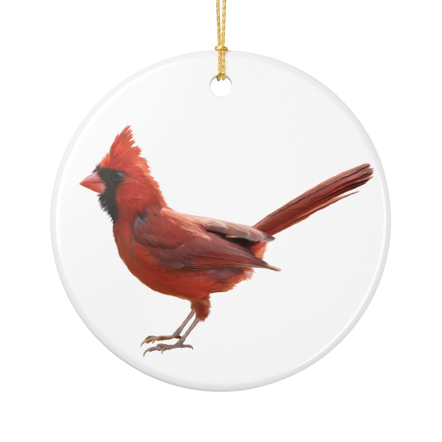Cardinal Ceramic Christmas Ornament Red Bird Holiday Decoration (2-Side Print)